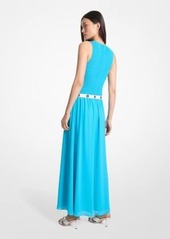 Michael Kors Smocked Georgette Maxi Dress