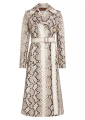 Michael Kors Snakeskin-Print Leather Trench Coat