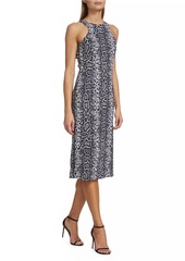 Michael Kors Snakeskin Racerback Sheath Midi-Dress