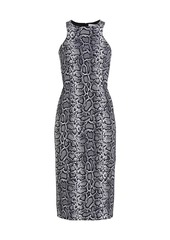 Michael Kors Snakeskin Racerback Sheath Midi-Dress