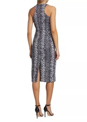 Michael Kors Snakeskin Racerback Sheath Midi-Dress