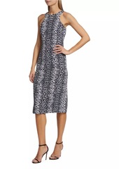 Michael Kors Snakeskin Racerback Sheath Midi-Dress