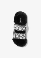 Michael Kors Stark Embellished Glitter and Faux Fur Slide Sandal