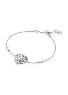 Michael Kors Sterling Silver & Cubic Zirconia Heart Pendant Bracelet