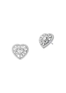Michael Kors Sterling Silver & Cubic Zirconia Heart Stud Earrings