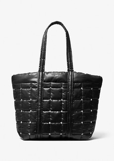 Michael Kors Stirling Extra-Large Studded Quilted Recycled Polyester Tote Bag