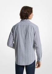 Michael Kors Stretch Cotton Striped Woven Shirt