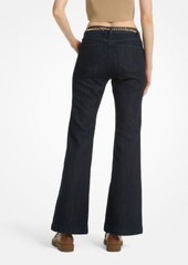 Michael Kors Stretch Denim Belted Flared Jeans