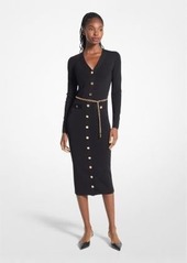 Michael Kors Stretch Knit Belted Dress