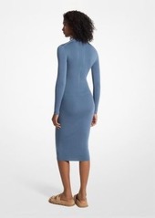 Michael Kors Stretch Wool Blend Mock Neck Dress