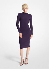 Michael Kors Stretch Wool Blend Mock Neck Dress