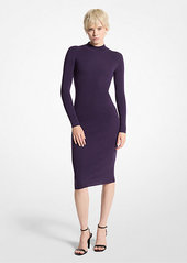 Michael Kors Stretch Wool Blend Mock Neck Dress