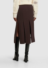 Michael Kors Stretch Wool Crepe Panel Midi Skirt