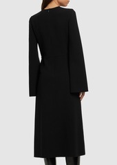 Michael Kors Stretch Wool Crepe Split Midi Dress