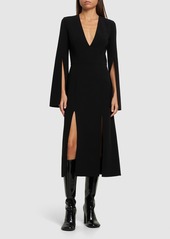 Michael Kors Stretch Wool Crepe Split Midi Dress