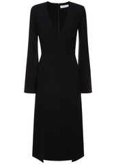 Michael Kors Stretch Wool Crepe Split Midi Dress