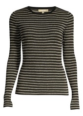 Michael Kors Stripe Long-Sleeve Rib-Knit Sweater