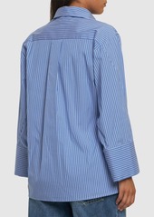 Michael Kors Striped Spiral Sleeve Oversize Shirt