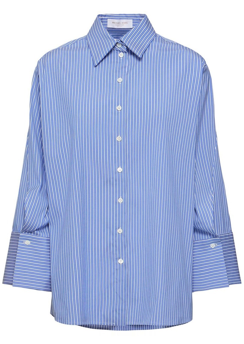 Michael Kors Striped Spiral Sleeve Oversize Shirt