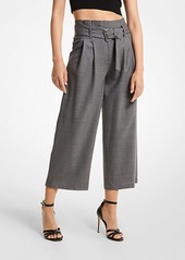 Michael Kors Striped Stretch Wool Cropped Trousers