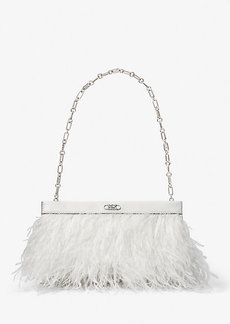Michael Kors Tabitha Large Feather Embellished Leather Clutch