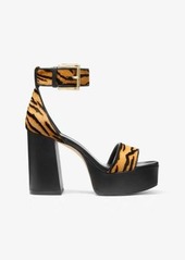 Michael Kors Tara Tiger Print Calf Hair Platform Sandal