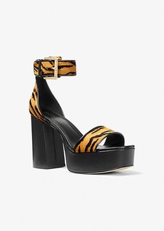 Michael Kors Tara Tiger Print Calf Hair Platform Sandal