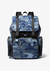 Michael Kors Cooper Printed Denim and Leather Backpack