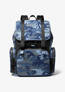 Michael Kors Cooper Printed Denim and Leather Backpack