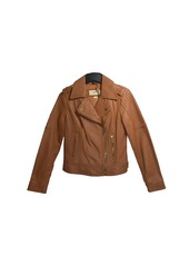 Michael Kors Women Luggage Leather Moto Jacket In Cognac