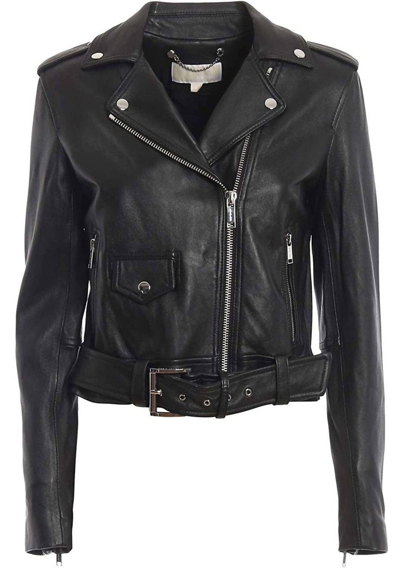 Michael Kors Women's Leather Moto Jacket In Black