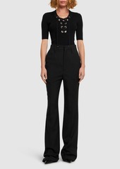 Michael Kors Wool Blend Lace-up Top