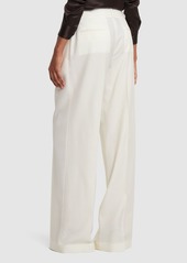 Michael Kors Wool Twill High Waist Wide Pants