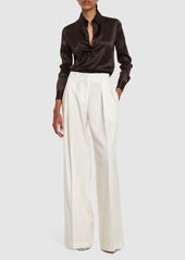 Michael Kors Wool Twill High Waist Wide Pants