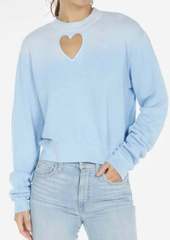 Michael Lauren Exon Pullover W/ Heart Embroidery Cutout In Ic Blue Ombre
