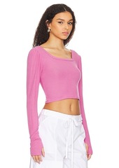 Michael Lauren Pryderi Crop Square Neck Long Sleeve