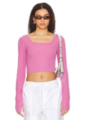 Michael Lauren Pryderi Crop Square Neck Long Sleeve