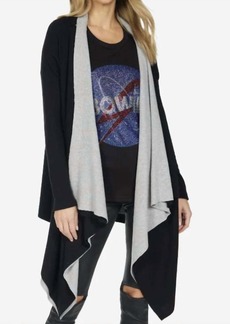 Michael Lauren Tamar 2 Tone Open Cardigan In Black/grey