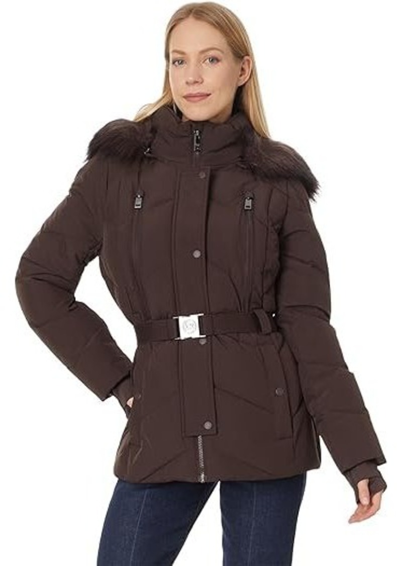 MICHAEL Michael Kors Active Puffer With Fur Trim Hood A423409B