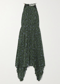 MICHAEL Michael Kors Asymmetric Pleated Floral-print Recycled Crepe De Chine Midi Dress