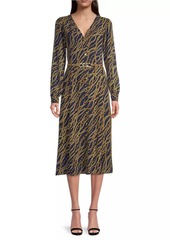 MICHAEL Michael Kors Belted Chain-Print Georgette Midi-Dress