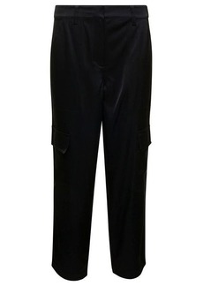 MICHAEL Michael Kors Black Cargo Pants with Patch Pockets in Satin Woman