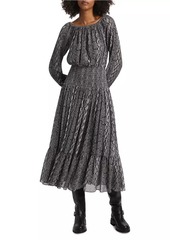 MICHAEL Michael Kors Boatneck Smocked Maxi Dress