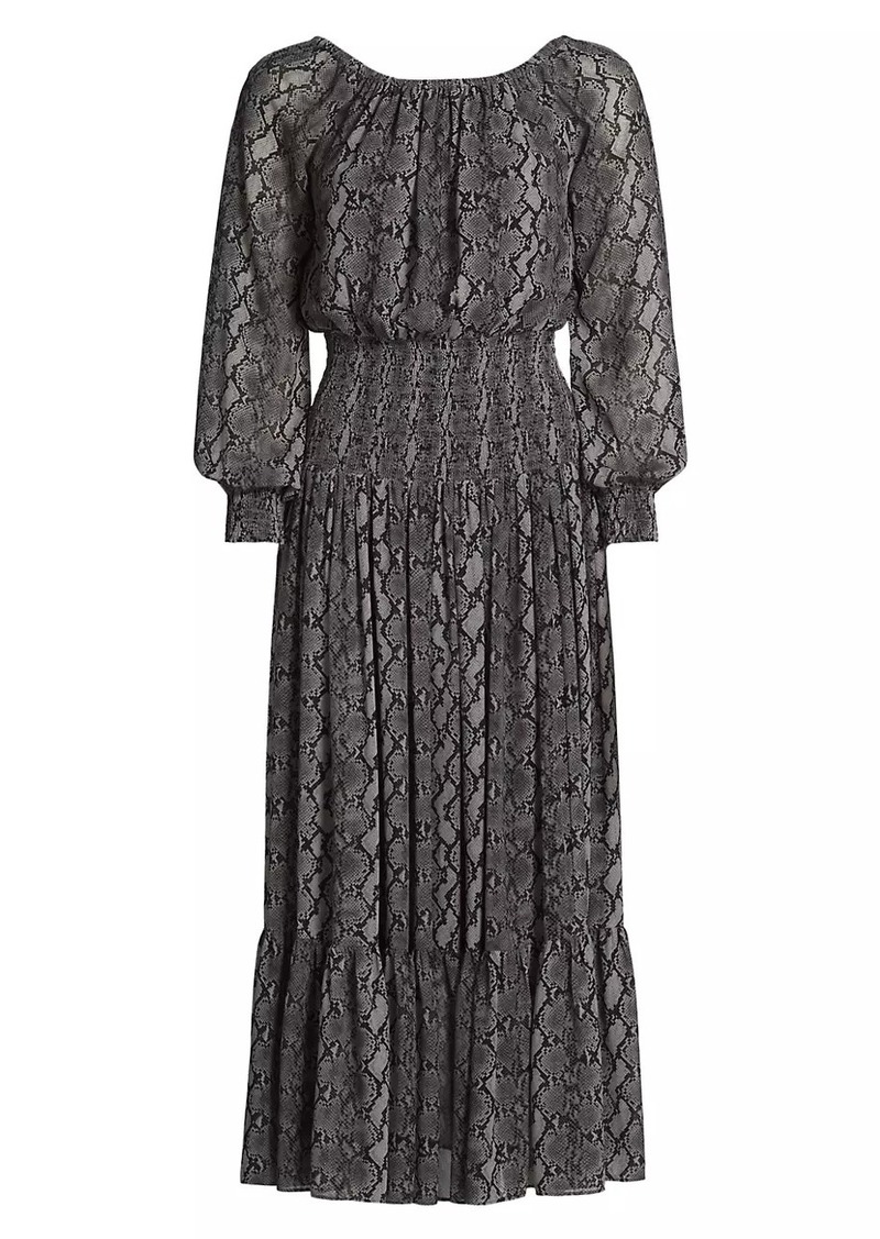 MICHAEL Michael Kors Boatneck Smocked Maxi Dress