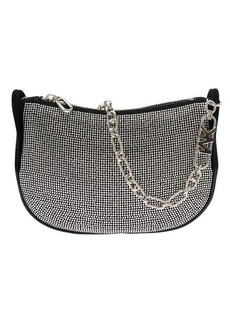 MICHAEL Michael Kors 'Bracelet Pouch' Black Handbag with All-Over Rhinestone and Branded Chain in Fabric Woman