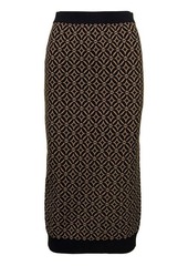 Brown Jacquard Monogram Midi Tube Skirt Woman Michael Michael Kors