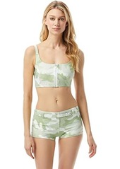 MICHAEL Michael Kors Camo Zip Front Bralette with Removable Soft Cups