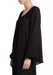 Michael Kors Crinkled Chiffon Tie Blouse