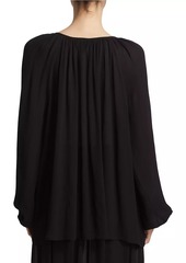 Michael Kors Crinkled Chiffon Tie Blouse