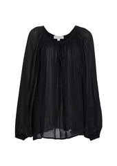 Michael Kors Crinkled Chiffon Tie Blouse